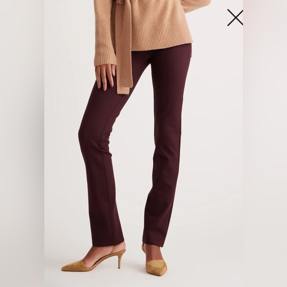 NWT Quince Burgundy UltraStretch Ponte Straight Leg Pants 26” inseam petite sz s - Picture 2 of 7